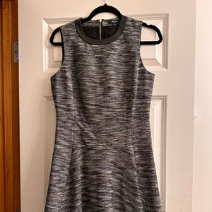 Madewell Fit and Flare Tweed Dress, Faux Leather Collar